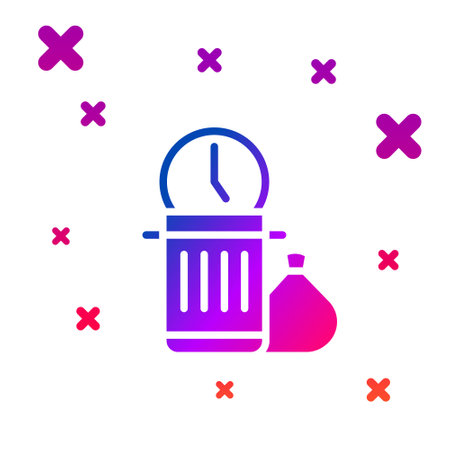 Color Waste of time icon isolated on white background. Trash can. Garbage bin sign. Recycle basket icon. Office trash icon. Gradient random dynamic shapes. Vectorのイラスト素材