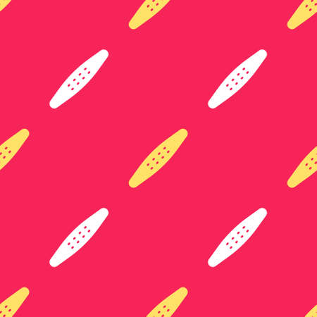 Yellow Nail file pet icon isolated seamless pattern on red background. Professional treatment at home grooming for pet. Vectorのイラスト素材