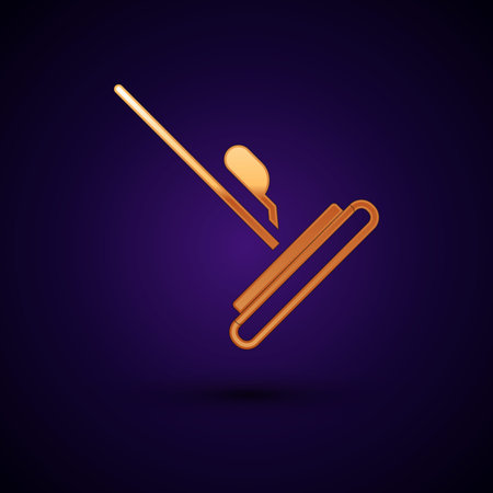 Gold Mop icon isolated on black background. Cleaning service concept. Vectorのイラスト素材