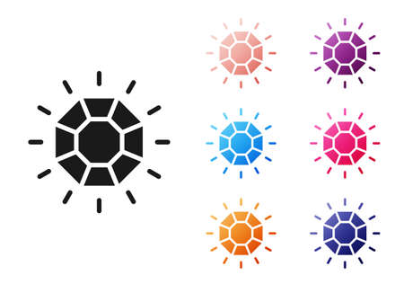 Black Diamond icon isolated on white background. Jewelry symbol. Gem stone. Set icons colorful. Vectorのイラスト素材