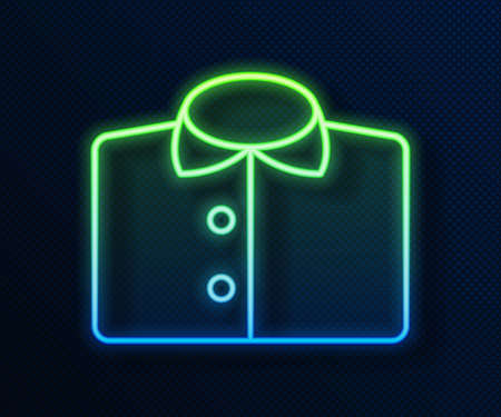 Glowing neon line T-shirt icon isolated on blue background. Vectorのイラスト素材
