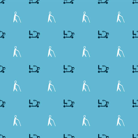 Set Electric wheelchair and Blind human holding stick on seamless pattern. Vectorのイラスト素材