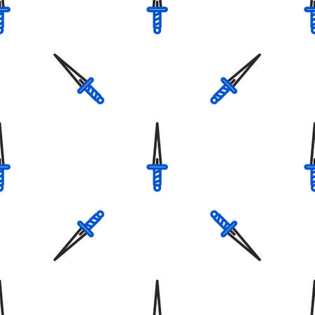 Line Dagger icon isolated seamless pattern on white background. Knife icon. Sword with sharp blade. Colorful outline concept. Vectorのイラスト素材