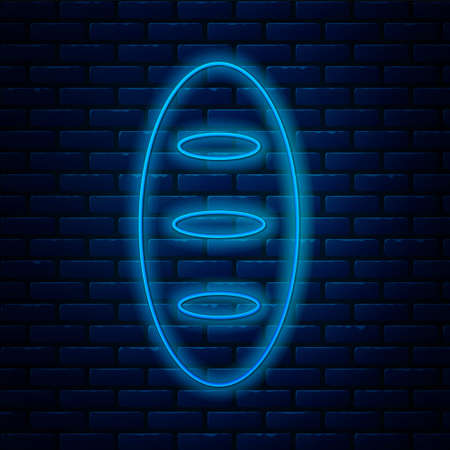 Glowing neon line Bread loaf icon isolated on brick wall background. Vectorのイラスト素材