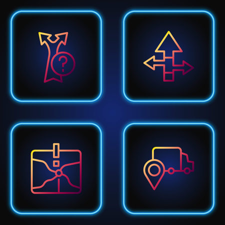 Set line Delivery tracking, Intersection point, Arrow. Gradient color icons. Vectorのイラスト素材