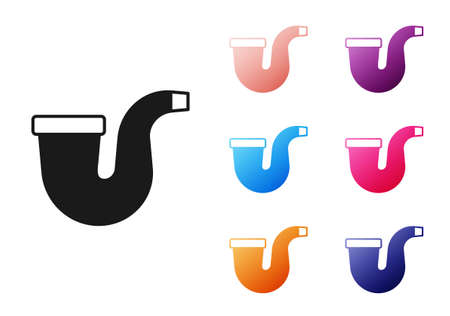 Black Smoking pipe with smoke icon isolated on white background. Tobacco pipe. Set icons colorful. Vectorのイラスト素材