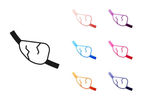Black Pirate eye patch icon isolated on white background. Pirate accessory. Set icons colorful. Vectorのイラスト素材