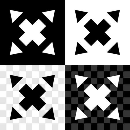 Set Many ways directional arrow icon isolated on black and white, transparent background. Vectorのイラスト素材