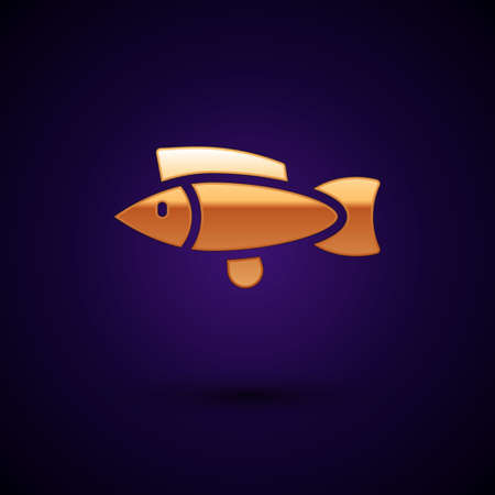 Gold Fish icon isolated on black background. Vectorのイラスト素材