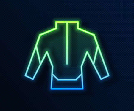 Glowing neon line Wetsuit for scuba diving icon isolated on blue background. Diving underwater equipment. Vectorのイラスト素材