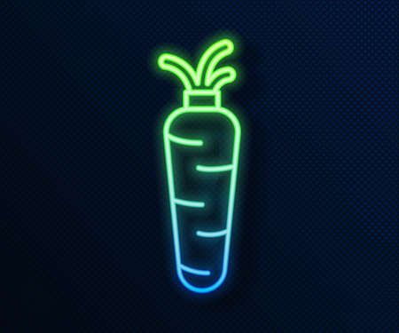 Glowing neon line Carrot icon isolated on blue background. Vectorのイラスト素材