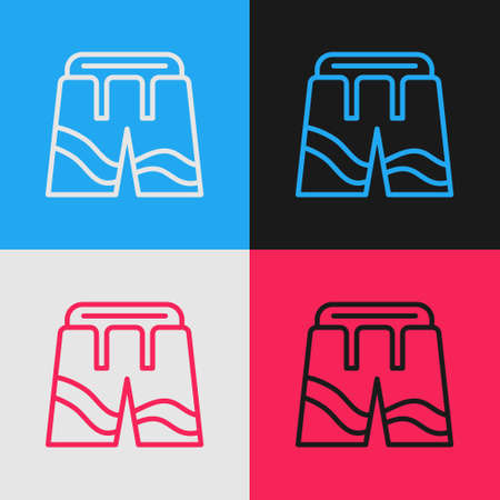 Pop art line Short or pants icon isolated on color background. Vectorのイラスト素材