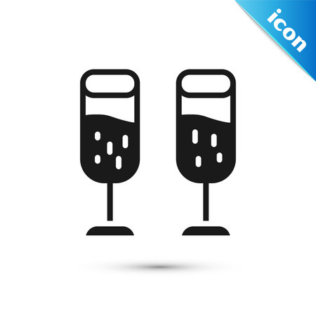 Grey Glass of champagne icon isolated on white background. Merry Christmas and Happy New Year. Vectorのイラスト素材