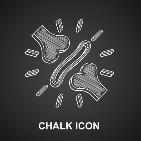 Chalk Joint pain, knee pain icon isolated on black background. Orthopedic medical. Disease of the joints and bones, arthritis. Vectorのイラスト素材