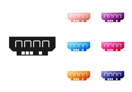 Black RAM, random access memory icon isolated on white background. Set icons colorful. Vectorのイラスト素材