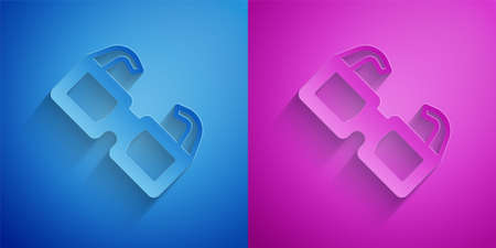 Paper cut Eyeglasses icon isolated on blue and purple background. Paper art style. Vectorのイラスト素材