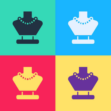 Pop art Necklace on mannequin icon isolated on color background. Vectorのイラスト素材