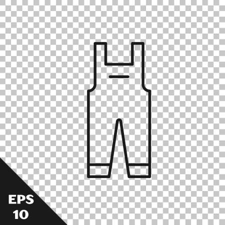Black line Work overalls icon isolated on transparent background. Vectorのイラスト素材