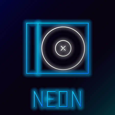 Glowing neon line CD or DVD disk icon isolated on black background. Compact disc sign. Colorful outline concept. Vectorのイラスト素材