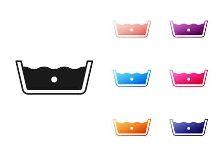 Black Washing under 30 degrees celsius icon isolated on white background. Temperature wash. Set icons colorful. Vectorのイラスト素材