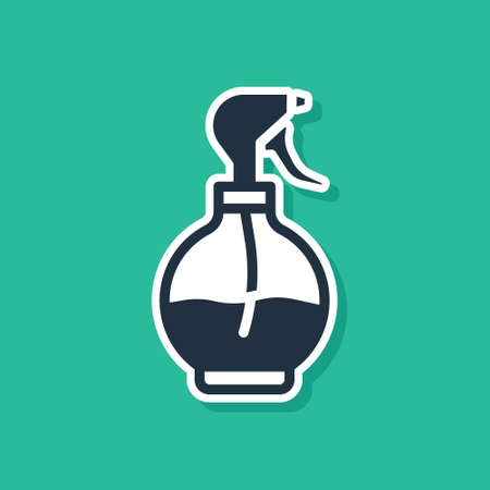 Blue Water spray bottle icon isolated on green background. Sprinkler for ironing. Vectorのイラスト素材