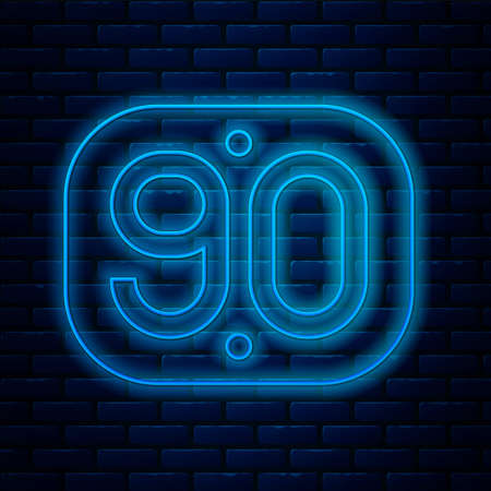 Glowing neon line 90s Retro icon isolated on brick wall background. Nineties poster. Vectorのイラスト素材
