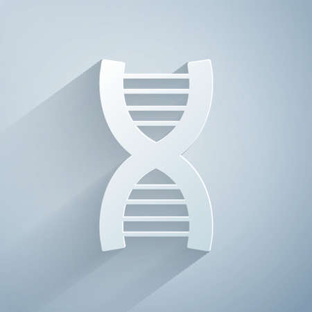 Paper cut DNA symbol icon isolated on grey background. Paper art style. Vectorのイラスト素材