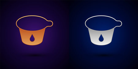 Gold and silver Yogurt container icon isolated on black background. Yogurt in plastic cup. Vectorのイラスト素材