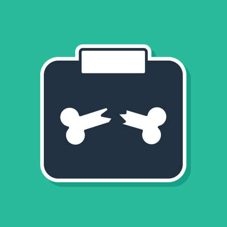 Blue X-ray shots with broken bone icon isolated on green background. Vectorのイラスト素材