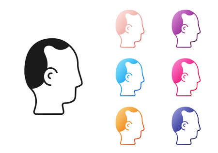 Black Baldness icon isolated on white background. Alopecia. Set icons colorful. Vectorのイラスト素材
