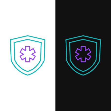 Line Life insurance icon isolated on white and black background. Security, safety, protection, protect concept. Colorful outline concept. Vectorのイラスト素材