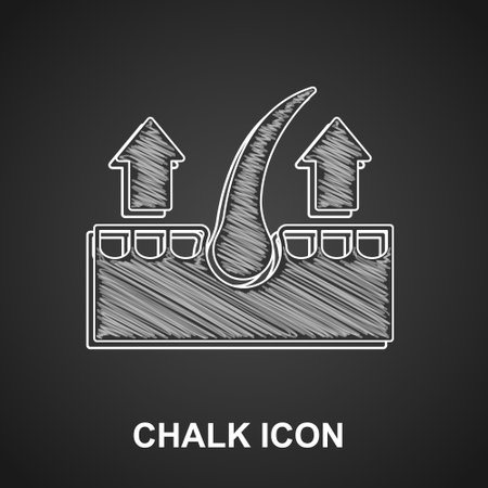 Chalk Human hair follicle icon isolated on black background. Hair care treatment. Vectorのイラスト素材