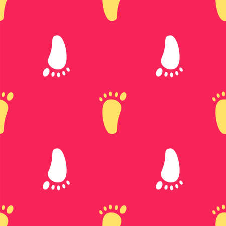 Yellow Foot massage icon isolated seamless pattern on red background. Vectorのイラスト素材