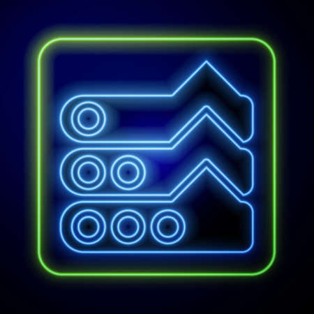 Glowing neon Graph, schedule, chart, diagram, infographic, pie graph icon isolated on blue background. Vectorのイラスト素材