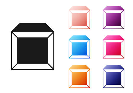 Black Carton cardboard box icon isolated on white background. Box, package, parcel sign. Delivery and packaging. Set icons colorful. Vectorのイラスト素材