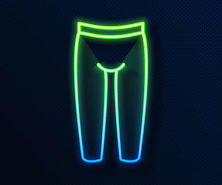 Glowing neon line Leggings icon isolated on blue background. Vectorのイラスト素材