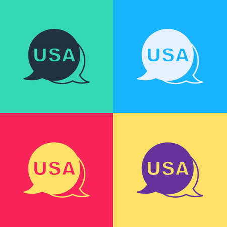 Pop art USA Independence day icon isolated on color background. 4th of July. United States of America country. Vectorのイラスト素材