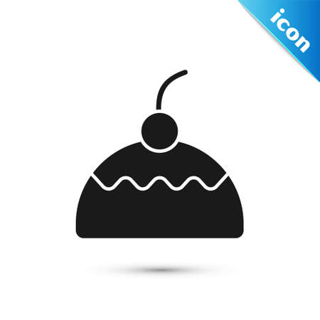 Grey Cake icon isolated on white background. Happy Birthday. Vectorのイラスト素材