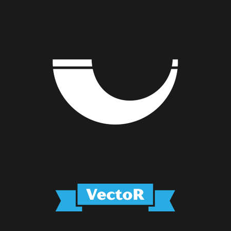 White Traditional ram horn, shofar icon isolated on black background. Rosh hashanah, jewish New Year holiday traditional symbol. Vectorのイラスト素材