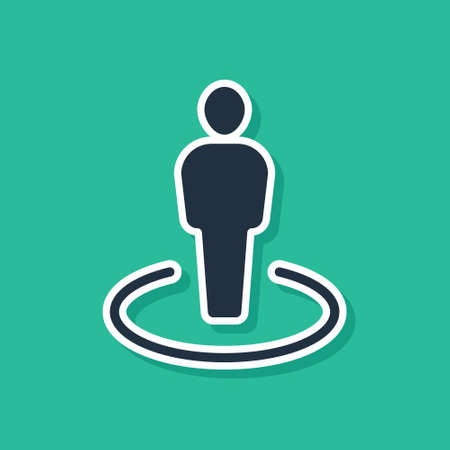 Blue Map marker with a silhouette of a person icon isolated on green background. GPS location symbol. Vectorのイラスト素材