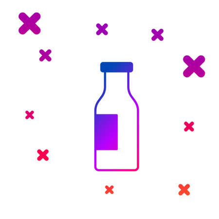 Color Closed glass bottle with milk icon isolated on white background. Gradient random dynamic shapes. Vectorのイラスト素材