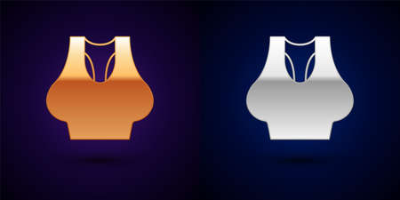 Gold and silver Undershirt icon isolated on black background. Vectorのイラスト素材
