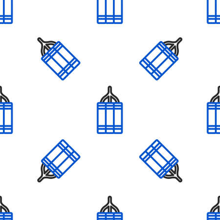 Line Detonate dynamite bomb stick icon isolated seamless pattern on white background. Time bomb - explosion danger concept. Colorful outline concept. Vectorのイラスト素材