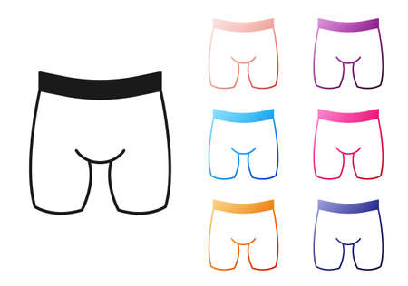 Black Cycling shorts icon isolated on white background. Set icons colorful. Vectorのイラスト素材