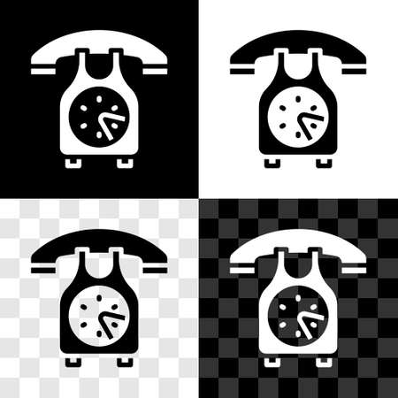 Set Telephone handset icon isolated on black and white, transparent background. Phone sign. Vectorのイラスト素材
