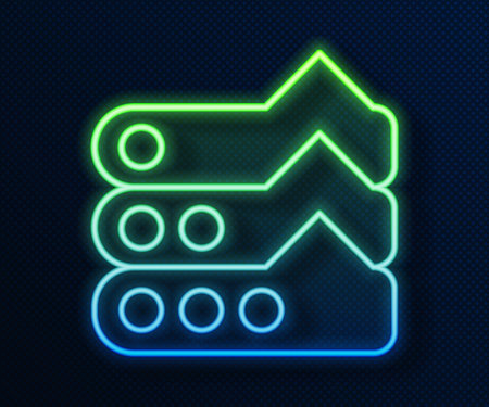 Glowing neon line Graph, schedule, chart, diagram, infographic, pie graph icon isolated on blue background. Vectorのイラスト素材