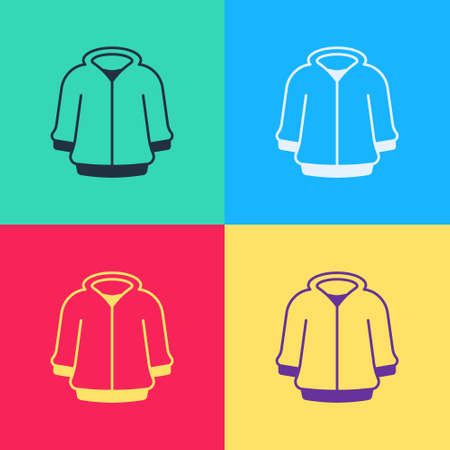 Pop art Hoodie icon isolated on color background. Hooded sweatshirt. Vectorのイラスト素材