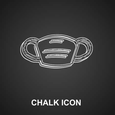 Chalk Medical protective mask icon isolated on black background. Vectorのイラスト素材