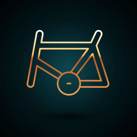 Gold line Bicycle frame icon isolated on dark blue background. Vectorのイラスト素材