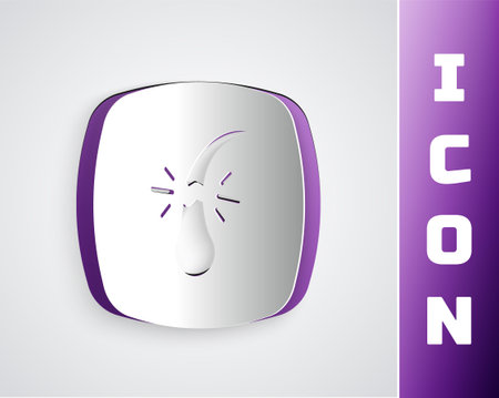 Paper cut Broken hair follicle icon isolated on grey background. Hair care treatment. Paper art style. Vectorのイラスト素材